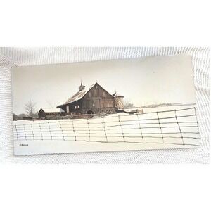 Braun Signed Winter‎ Barn Landscape Painting Canvas Farmhouse Country Wall Art